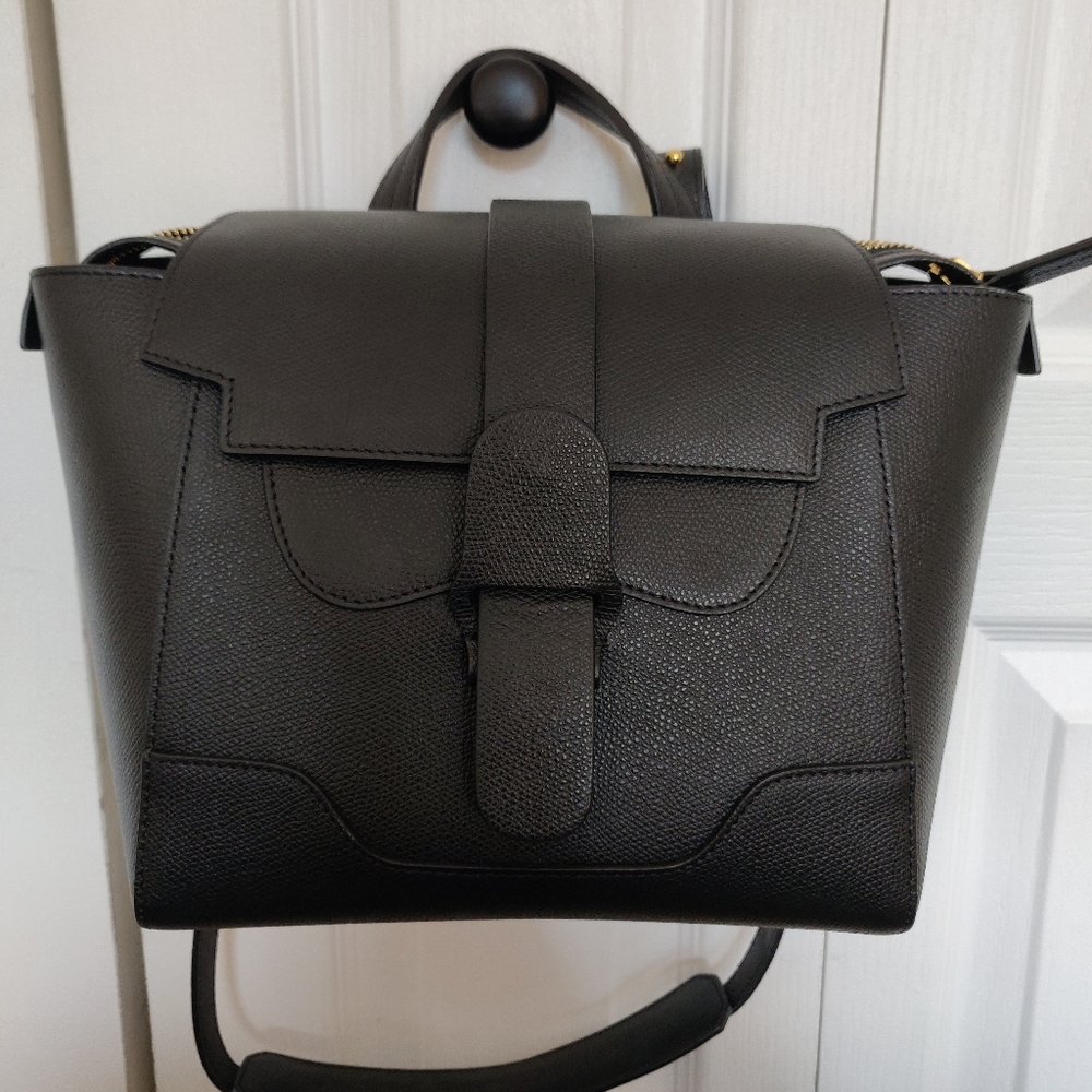 Senreve mini maestra in black pebbled leather